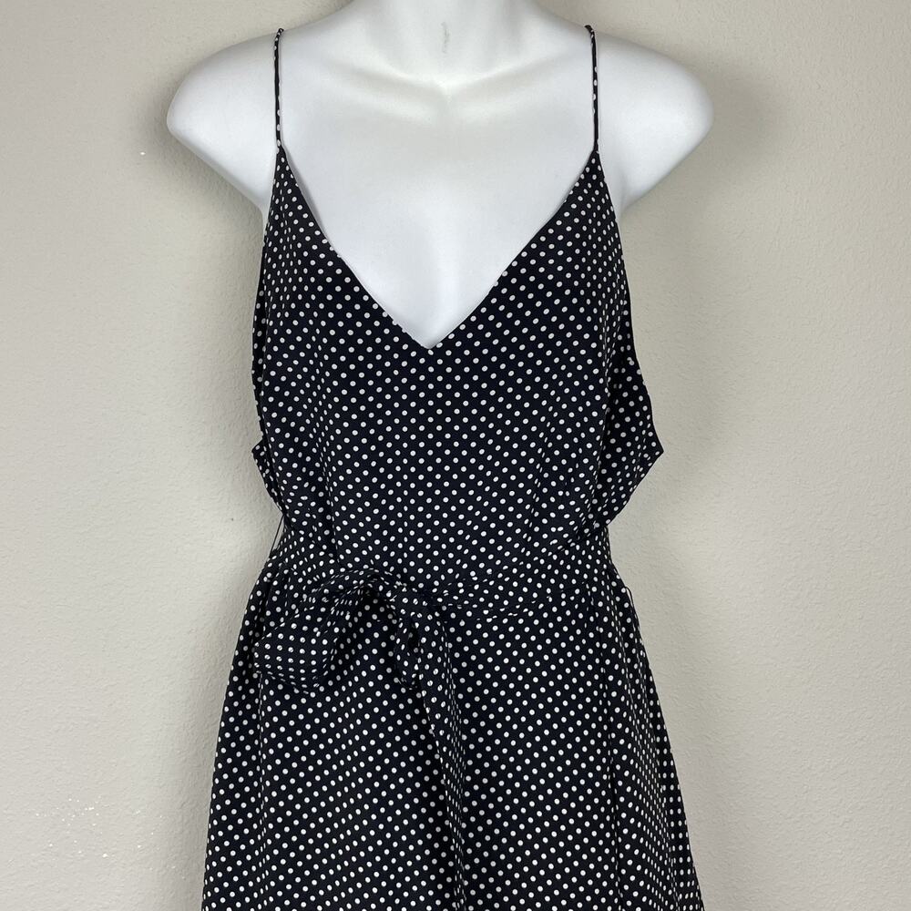 AYR Silk faux wrap Black and White Polka Dot Midi Dress - Picture 3 of 14